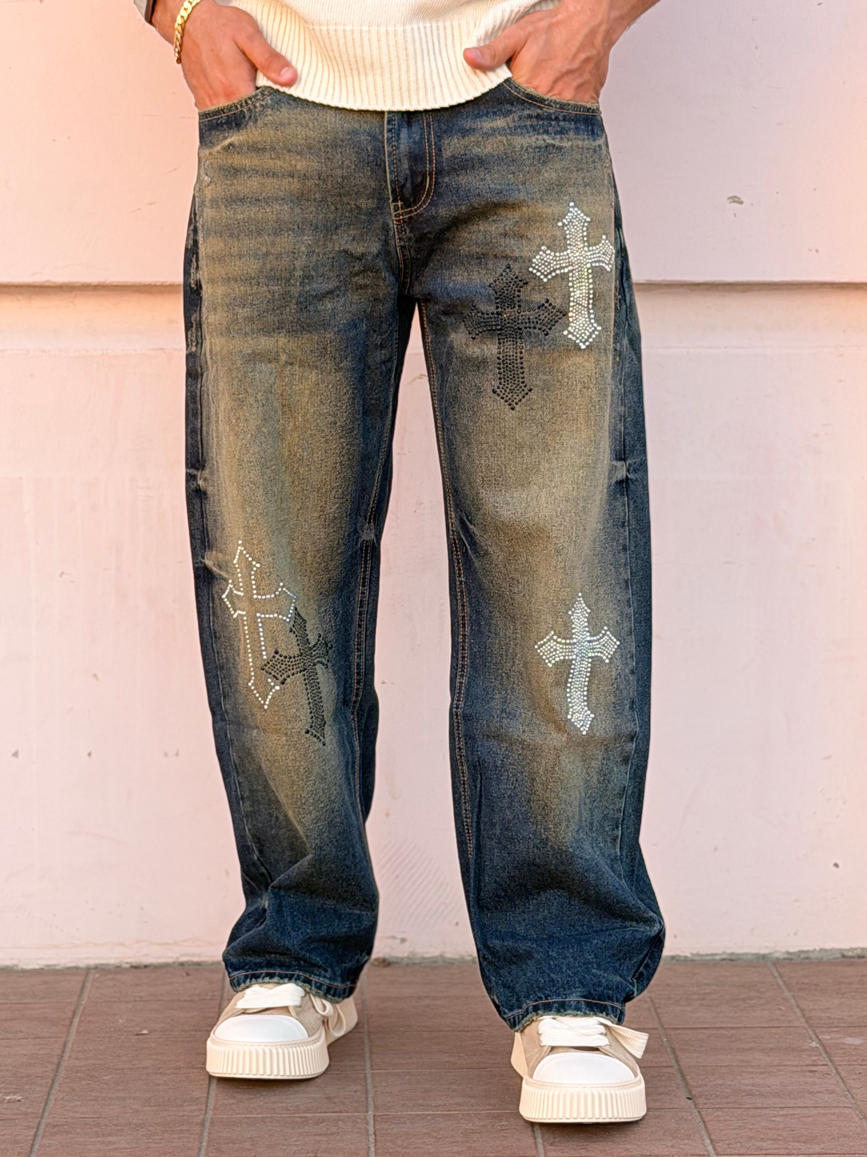 Jeans Hearts Baggy Lavaggio Sabbiato