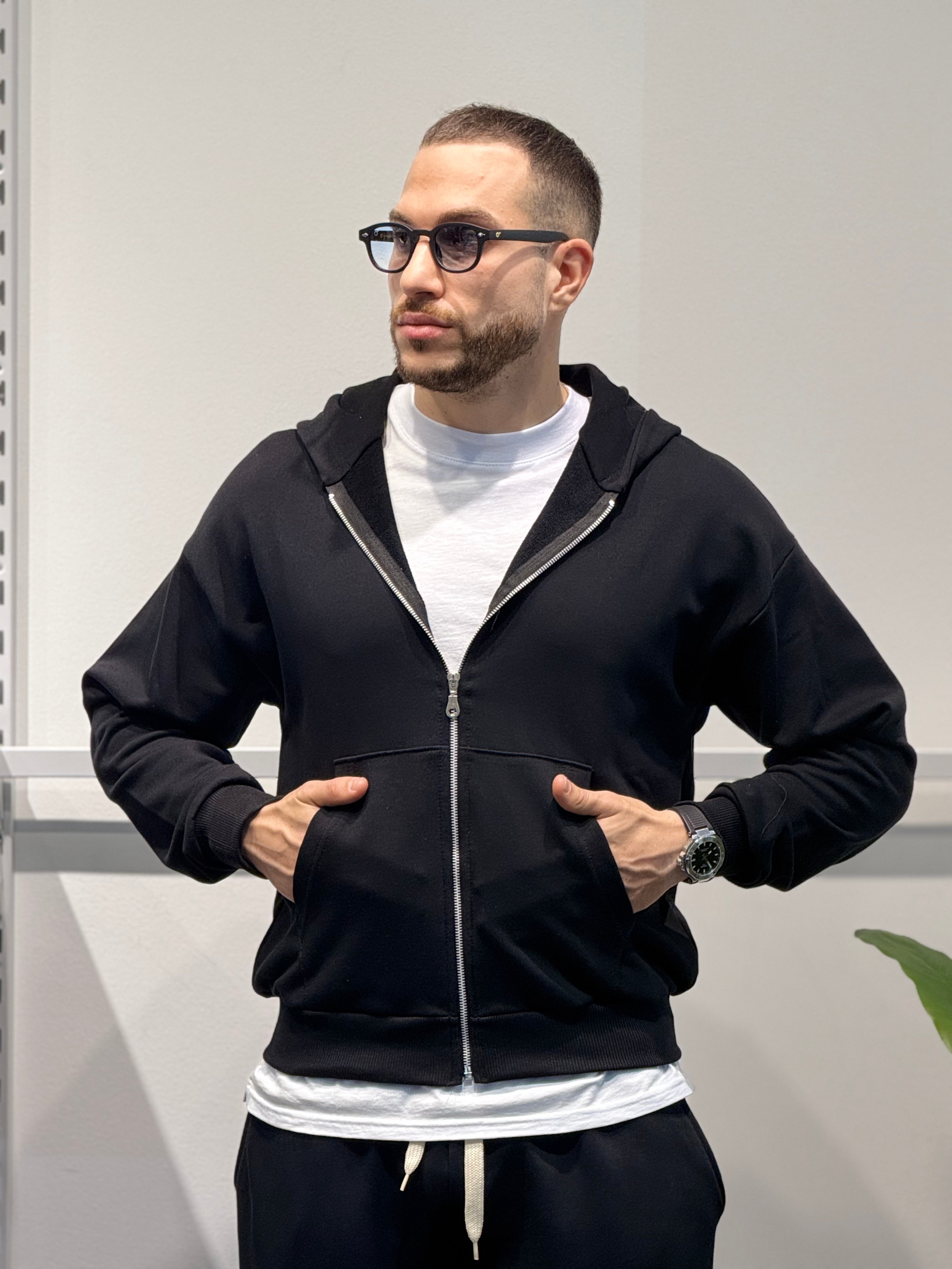 Felpa Basic con Zip Primaverile