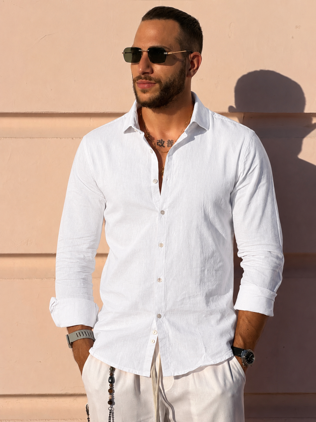 Camicia in Lino Con Colletto