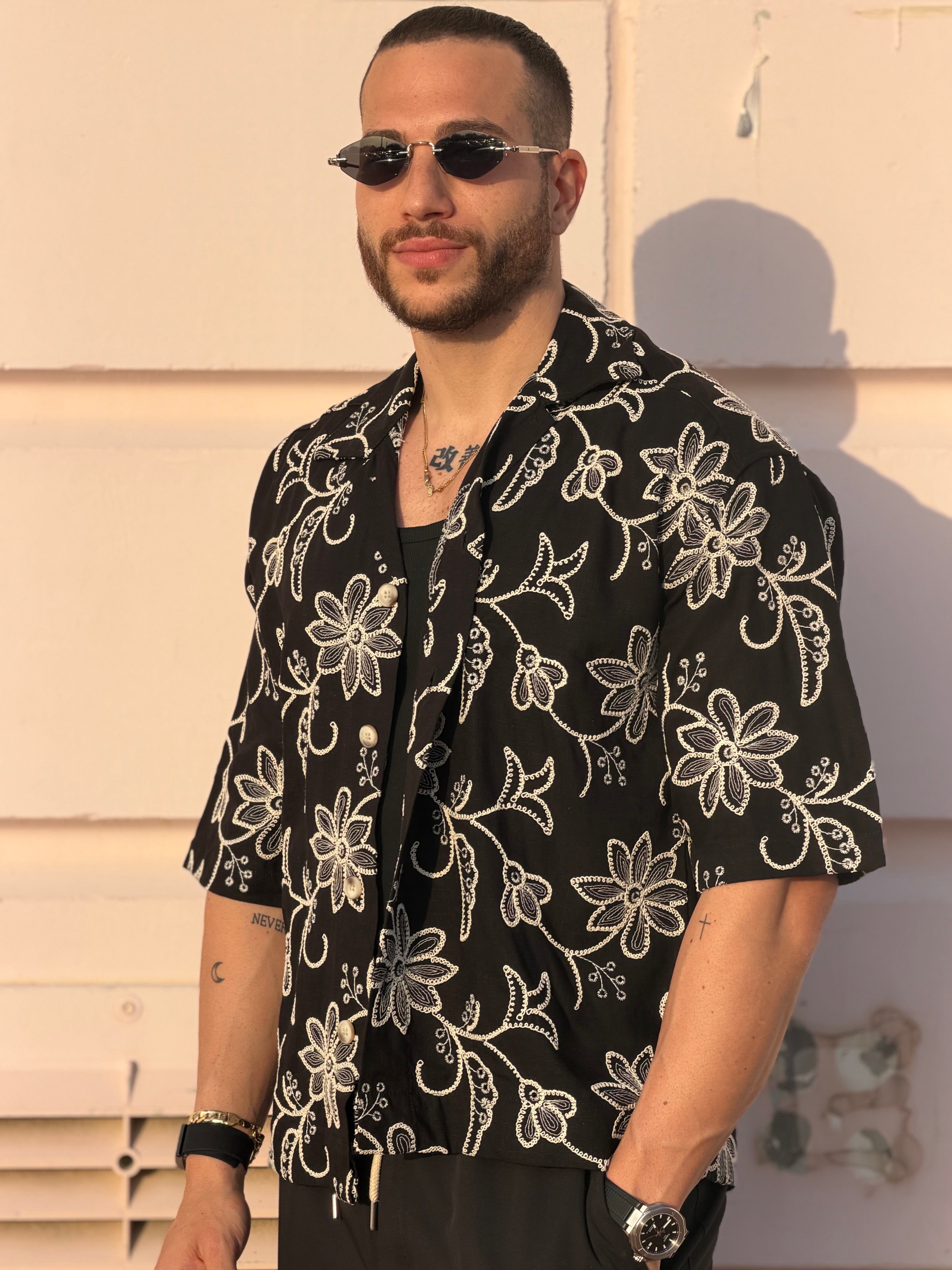 Camicia Manica Corta Ricamata