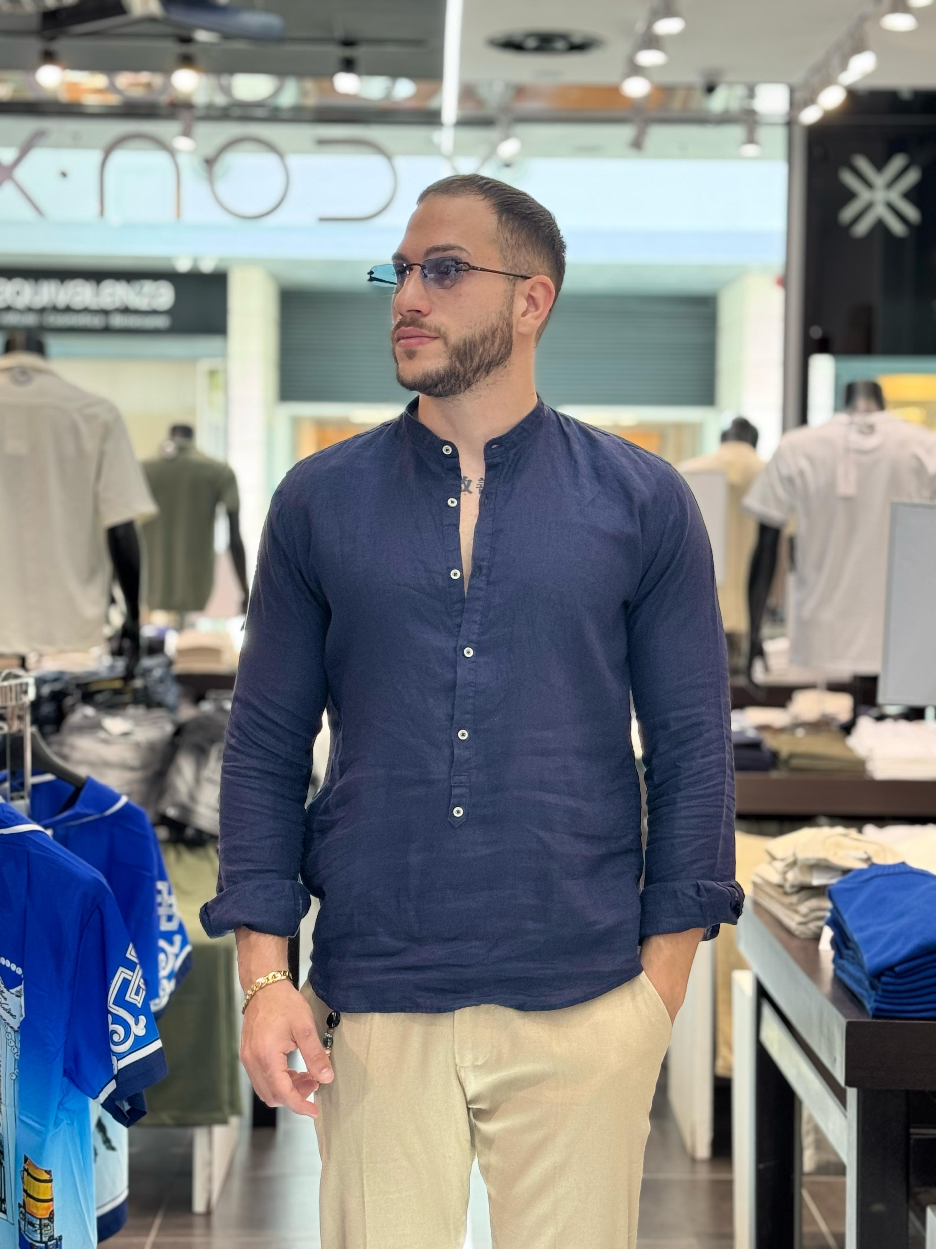 Camicia A Casacca Misto Lino