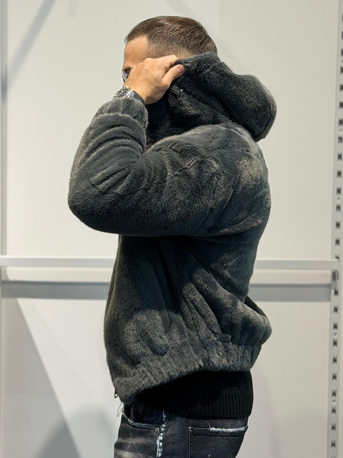 Pelliccia GREY Con Cappuccio