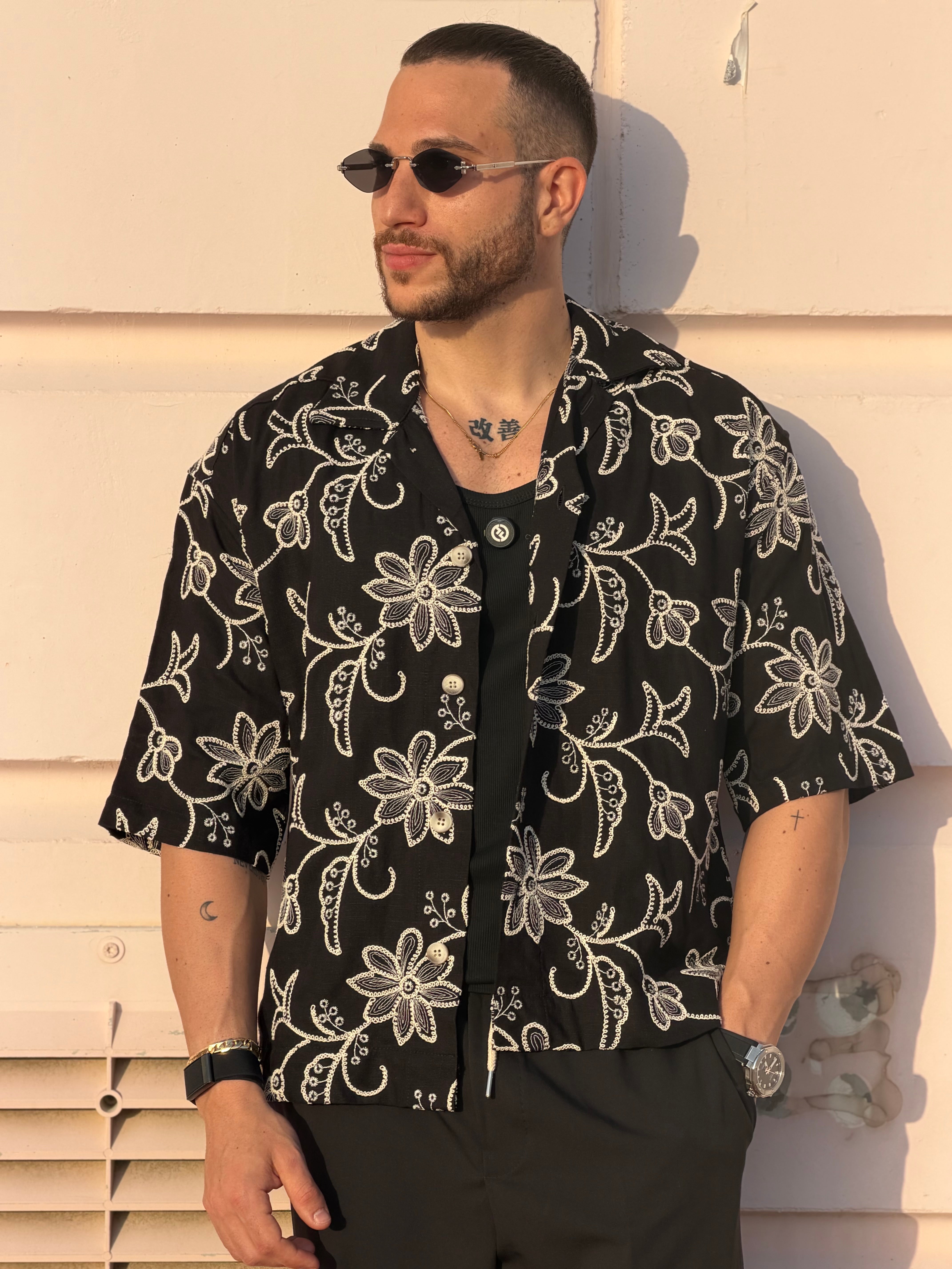 Camicia Manica Corta Ricamata