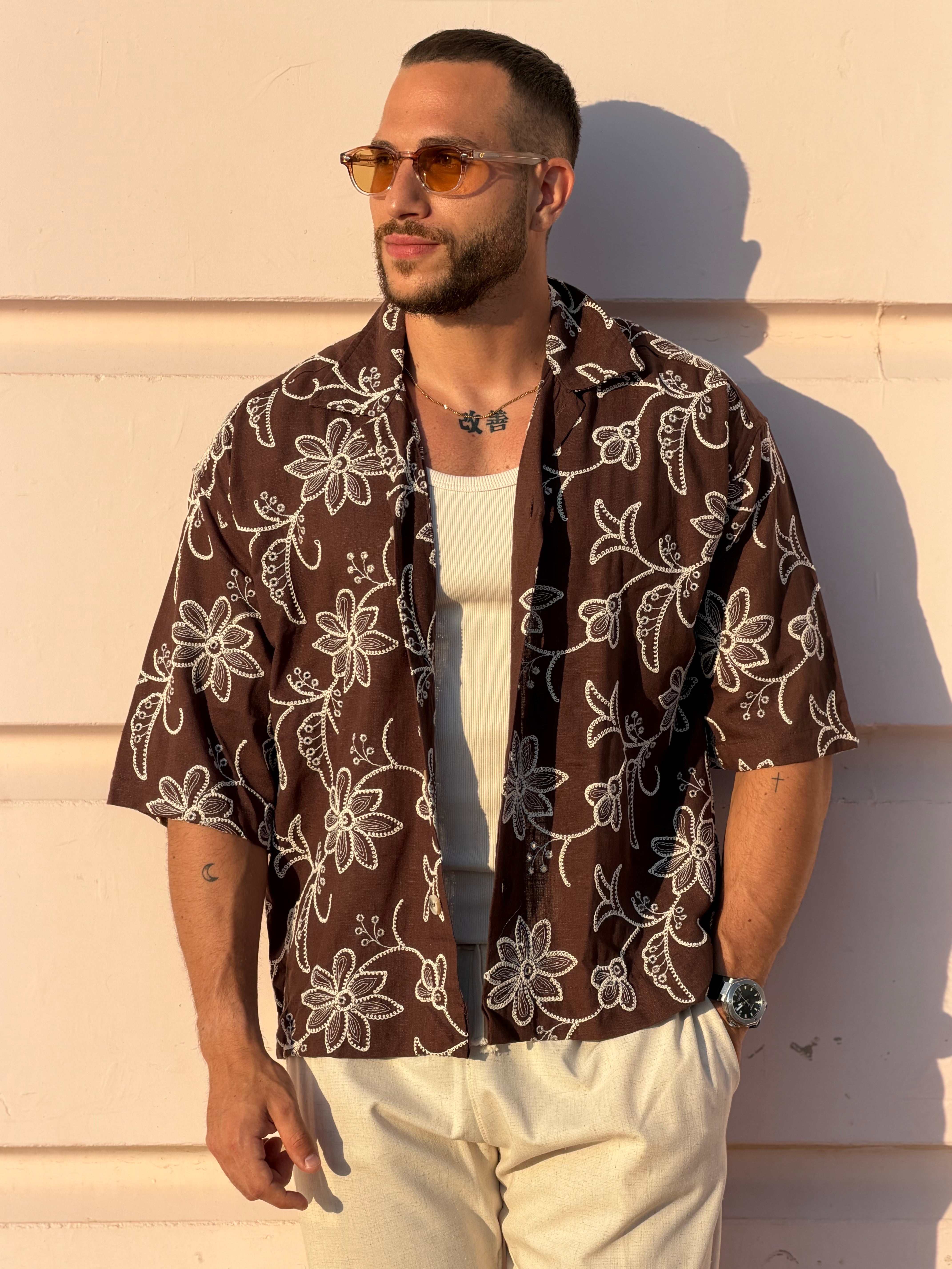 Camicia Manica Corta Ricamata