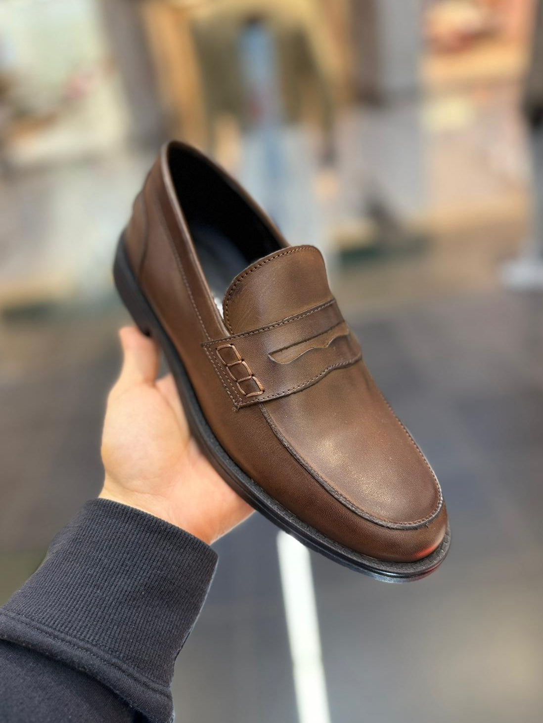 Mocassino in pelle con mascherina