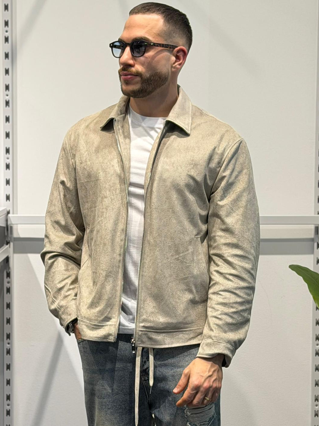 Giubbotto Urban Eco-Camoscio Con Colletto