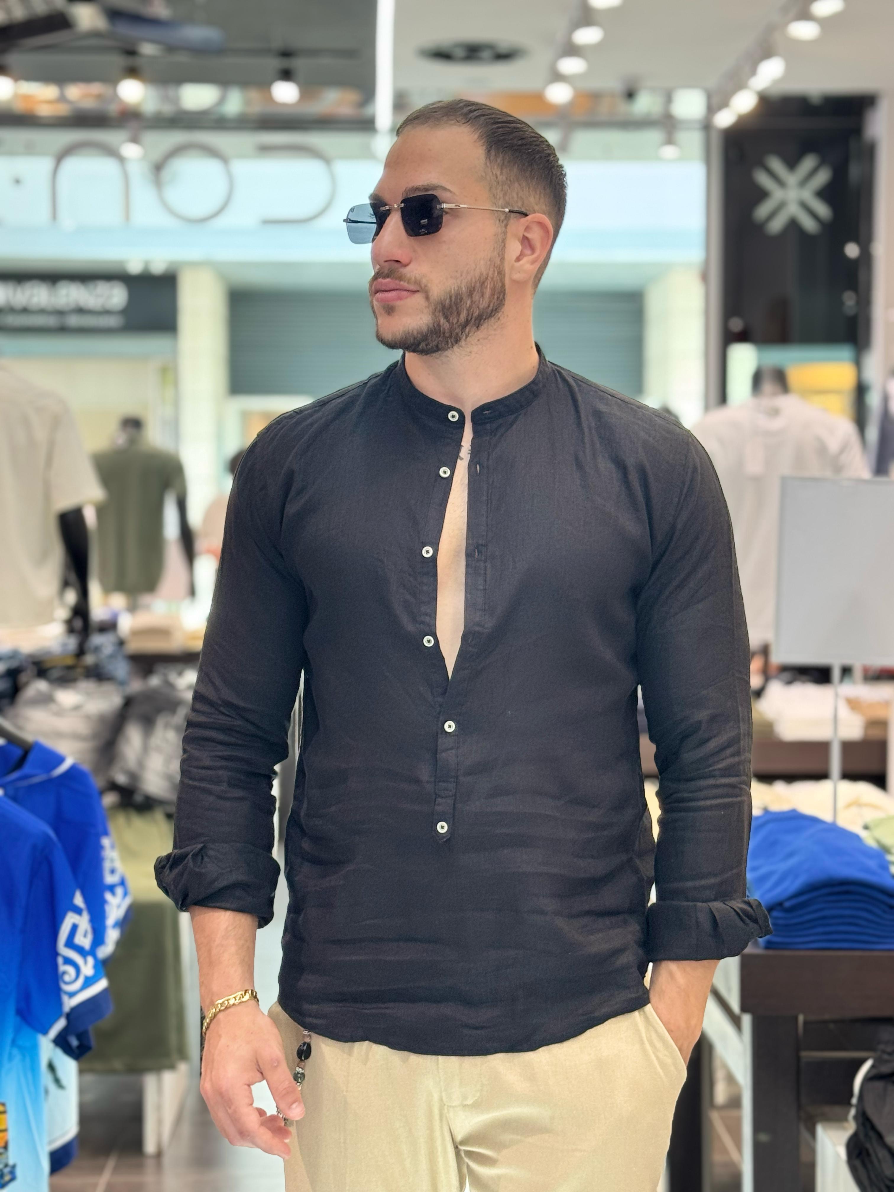 Camicia A Casacca Misto Lino