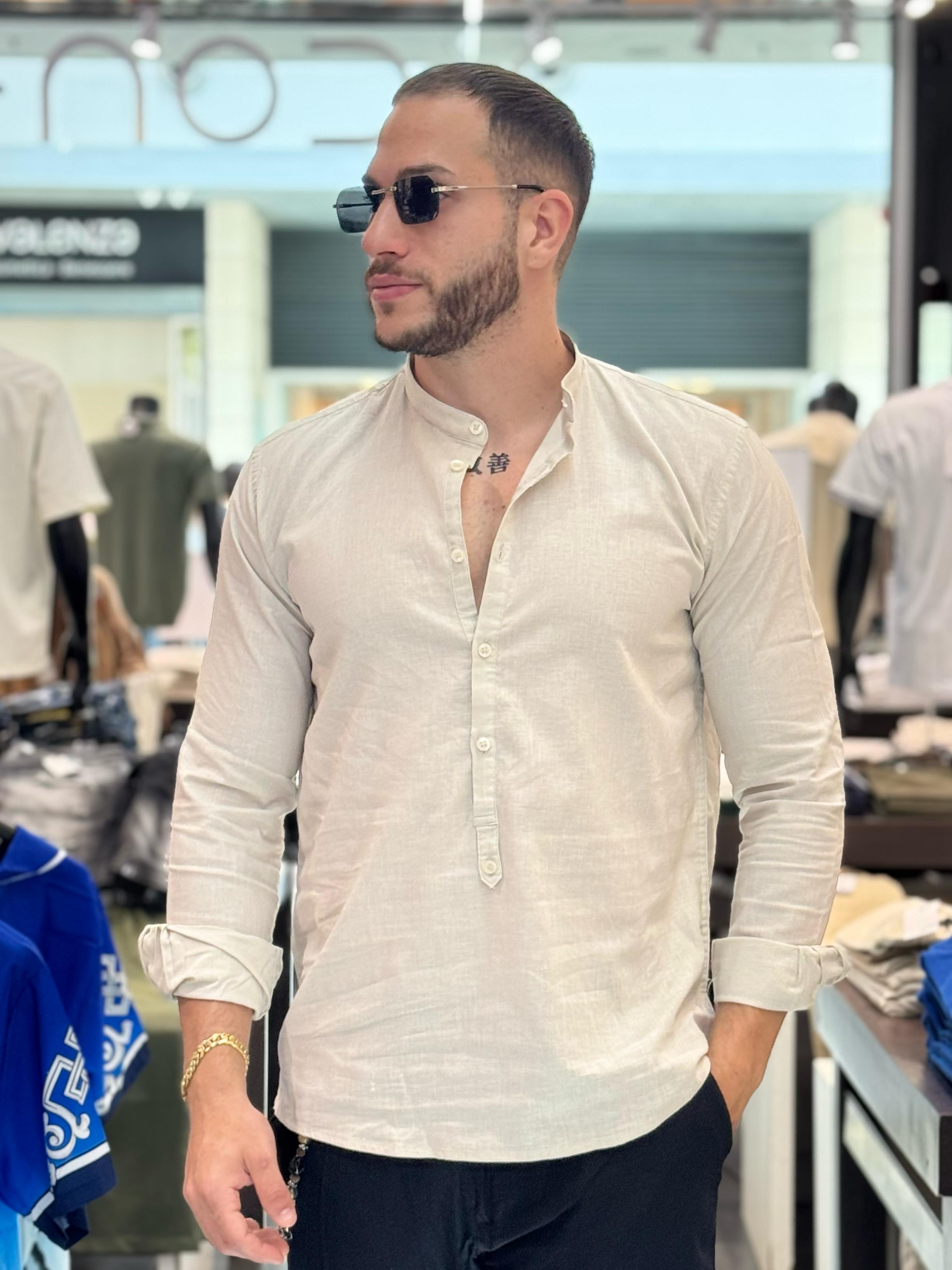Camicia A Casacca Misto Lino