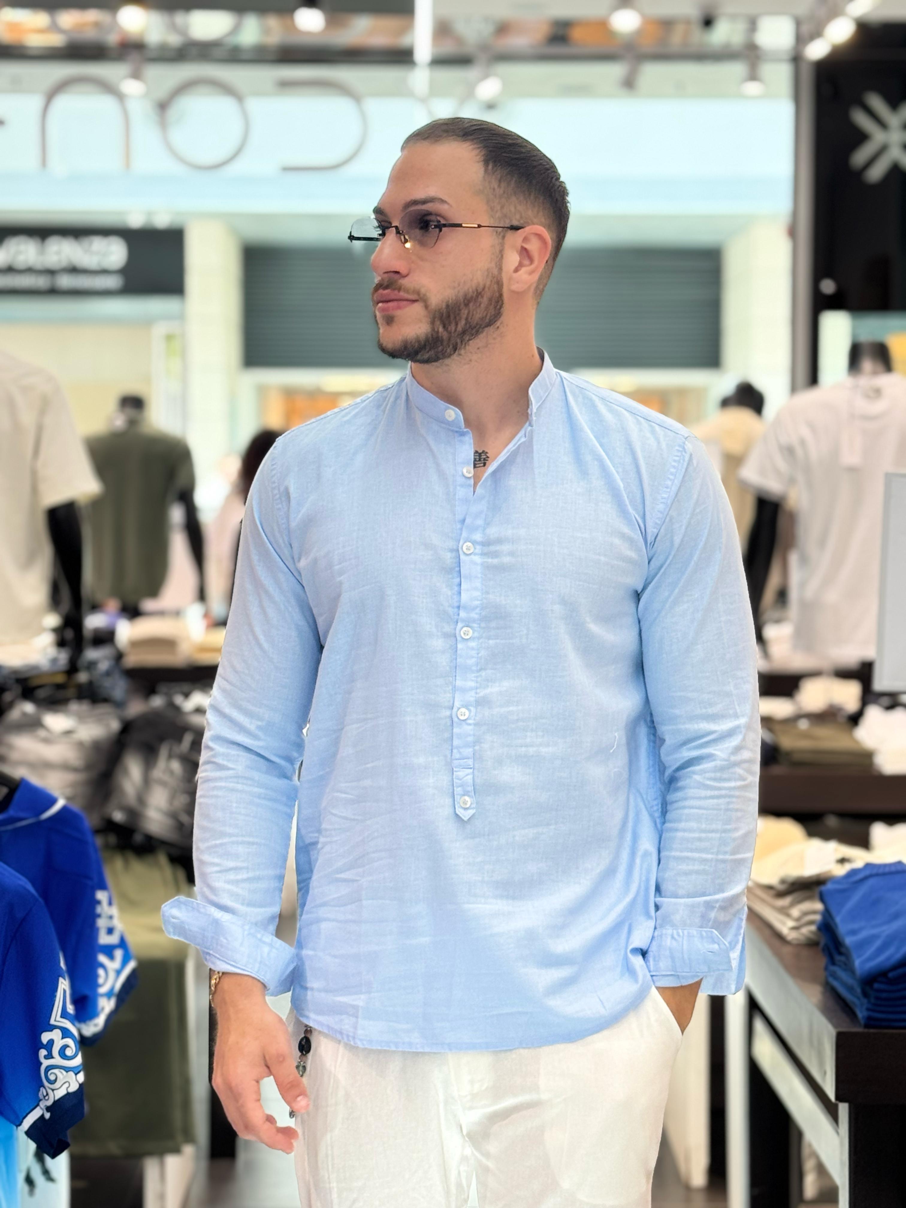 Camicia A Casacca Misto Lino